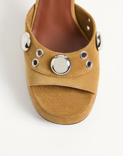 Valentino Garavani - Nellcôte Platform Sandal In Split Leather 90mm - Havana Beige - Woman - Sandals